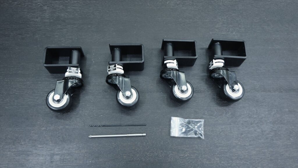 Complete Bennington Smart Caster kit with four casters, screws, and installation tools.