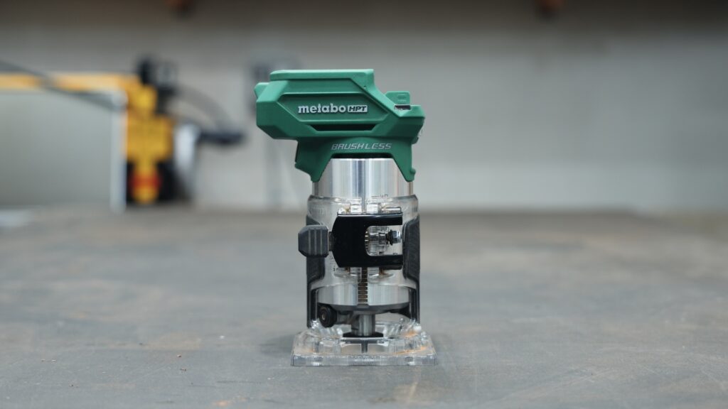Metabo HPT M1808DAQ4 18V brushless cordless trim router on workbench