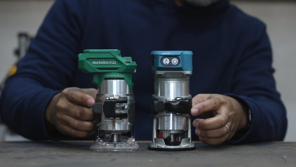 Depth adjustment mechanism on the Metabo HPT M1808DAQ4 cordless router