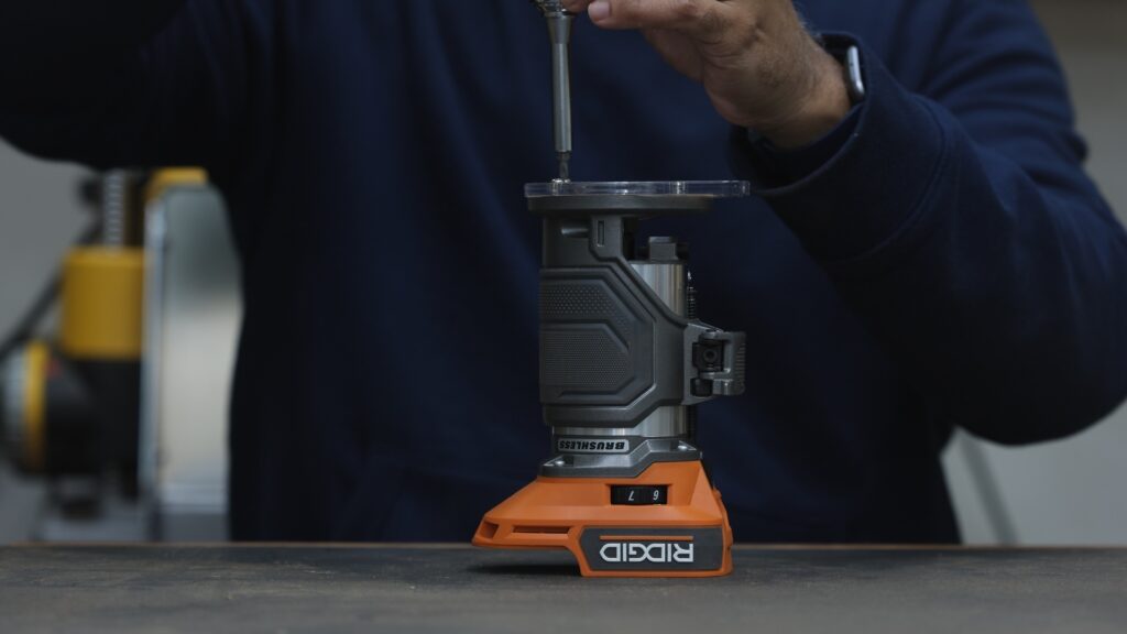 Flipping and reinstalling the base on the Ridgid 18V cordless trim router