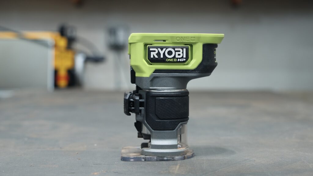 Side view of the Ryobi ONE+ HP cordless trim router